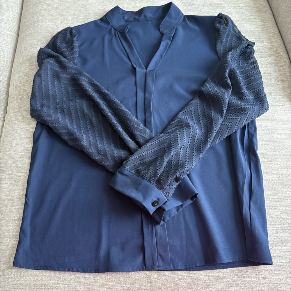 SHEIN‎ Deep Blue Top with Unique Sleeves